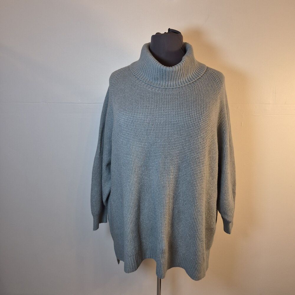 Old Navy Women's Plus Knit Cowl Neck Sweater Size 4X Moonstone Blue Hi-Lo Hem